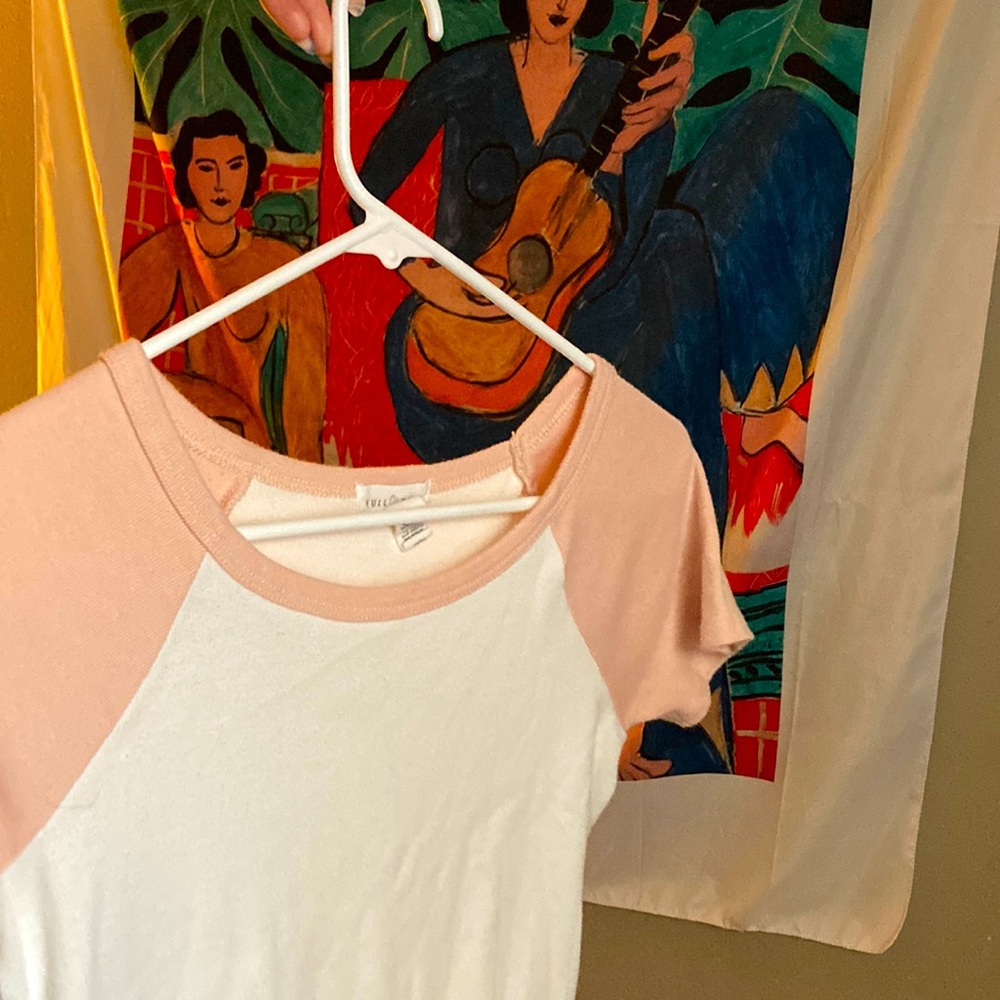 pink top low chest
